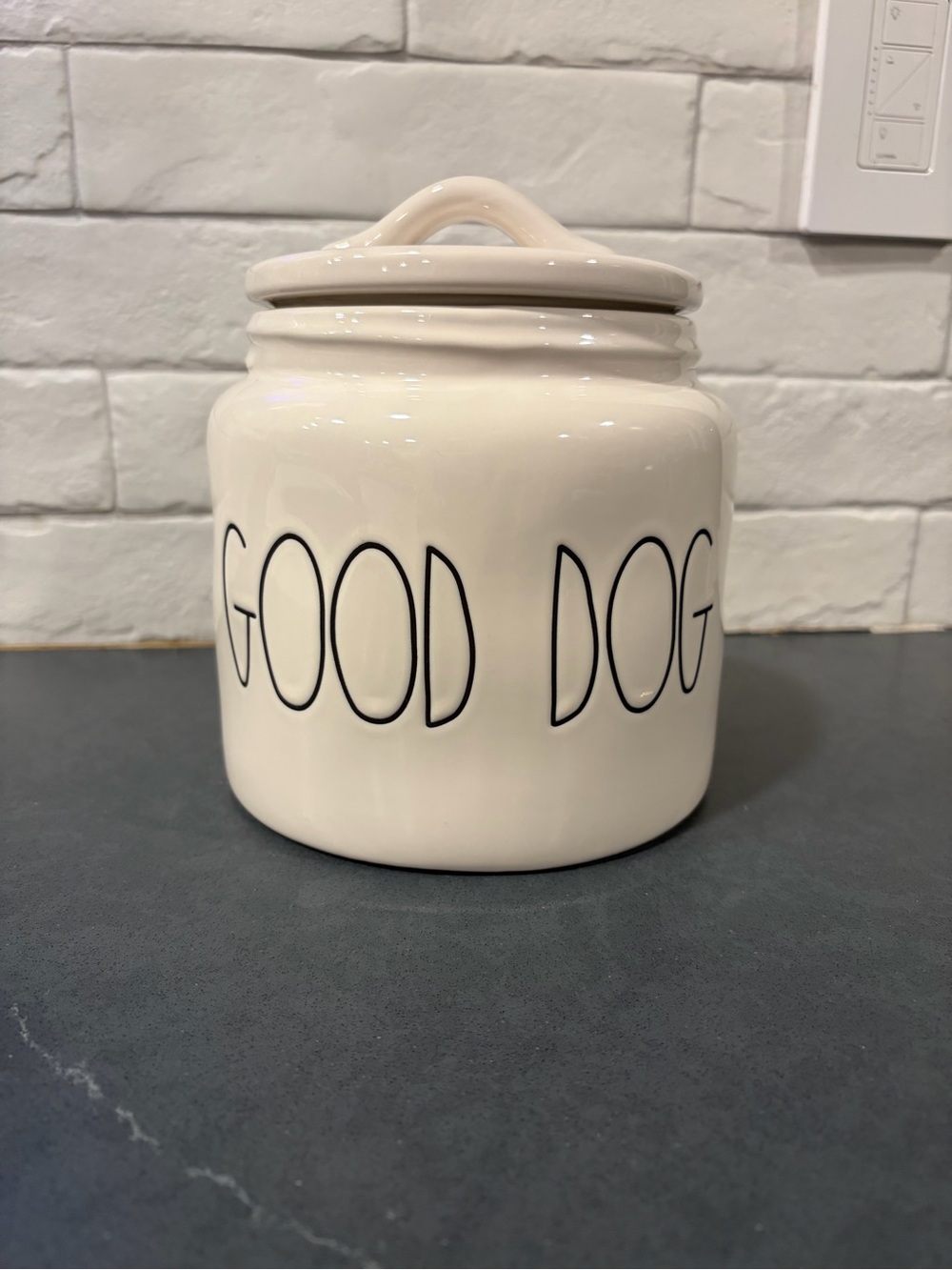Rae Dunn Good Dog Ceramic Treat Jar - White